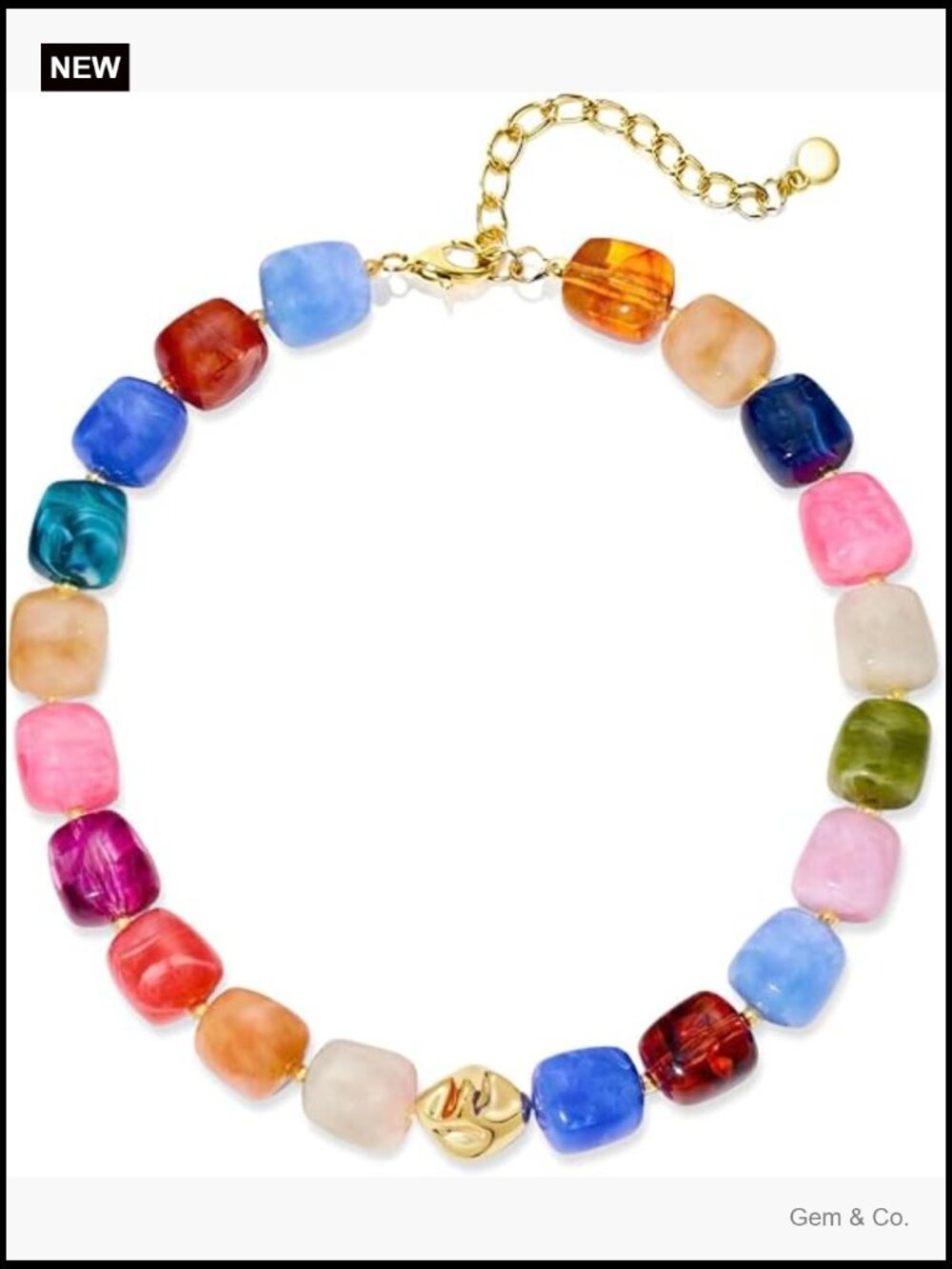 Chunky Beaded Necklace, Trendy Boho Statement Choker, Resin Acrylic Big Beads,